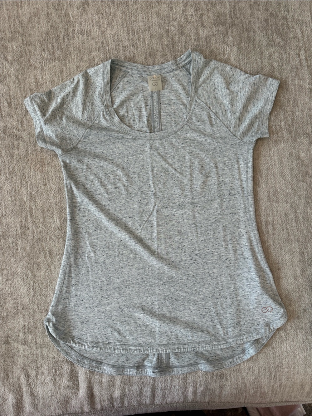 CALIA by Carrie Underwood Light Heather Gray Scoop Neck Short Sleeve Top